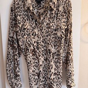Leopard Print Button-Up Blouse